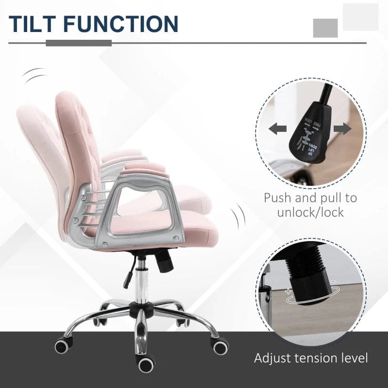 ProperAV Extra Ergonomic 360° Swivel Diamond Tufted Padded Base Office Chair with 5 Castor Wheels