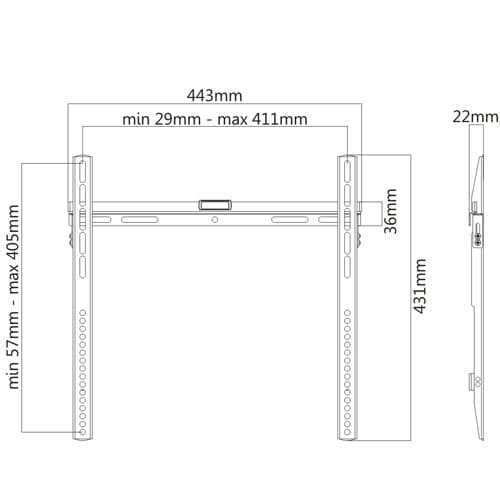 ProperAV Fixed 32" - 55" Flat TV Wall Bracket (40kg Capacity / VESA Max. 400x400) - Black