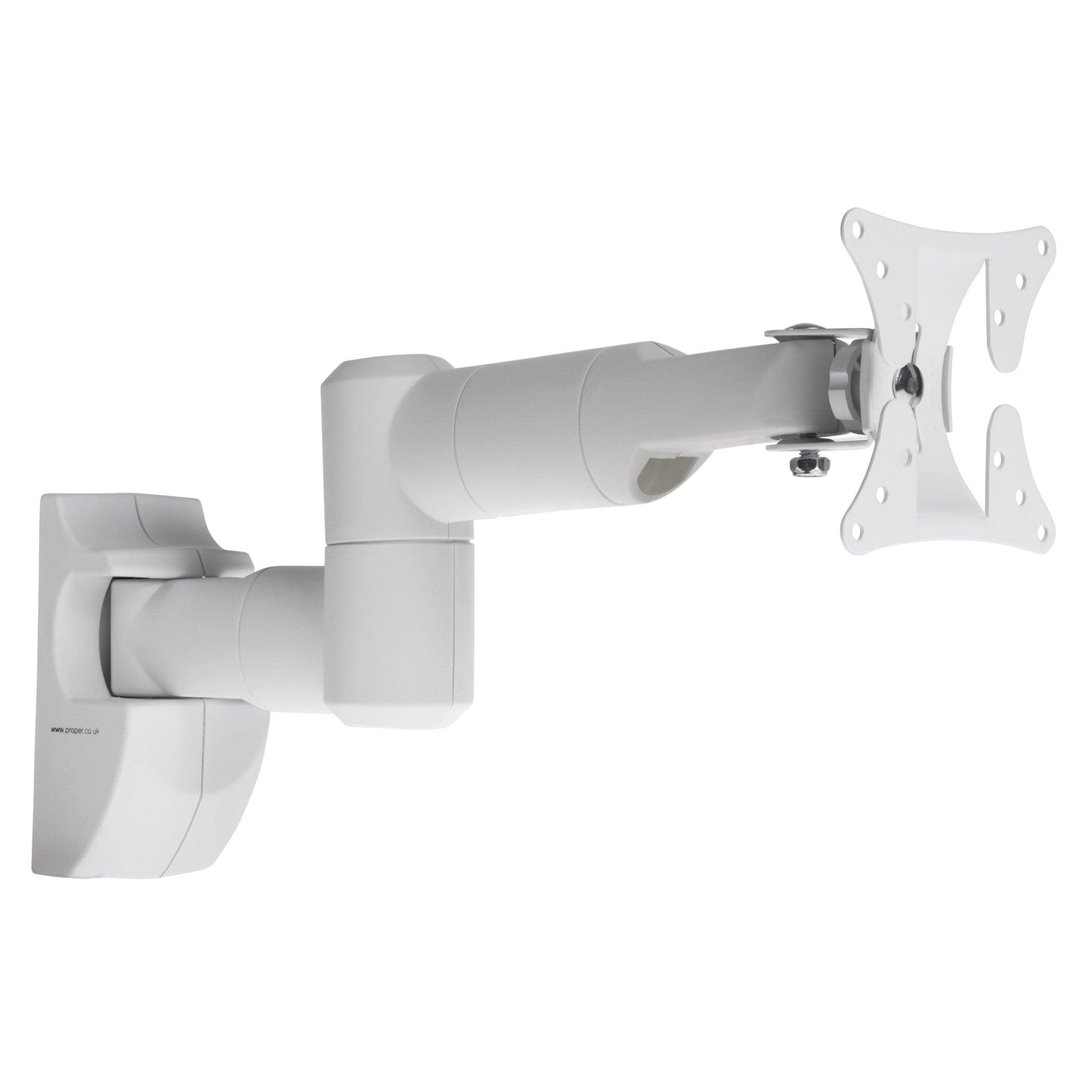 ProperAV Dual Pivot Swing Arm 20° Tilt 19" - 28" TV Wall Bracket (30kg Capacity / VESA Max. 100x100) - White