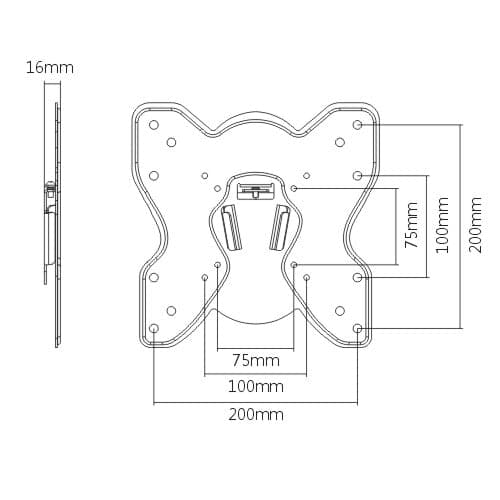 ProperAV Fixed 23" - 43" Flat TV Wall Bracket (25kg Capacity / VESA Max. 200x200) - Black