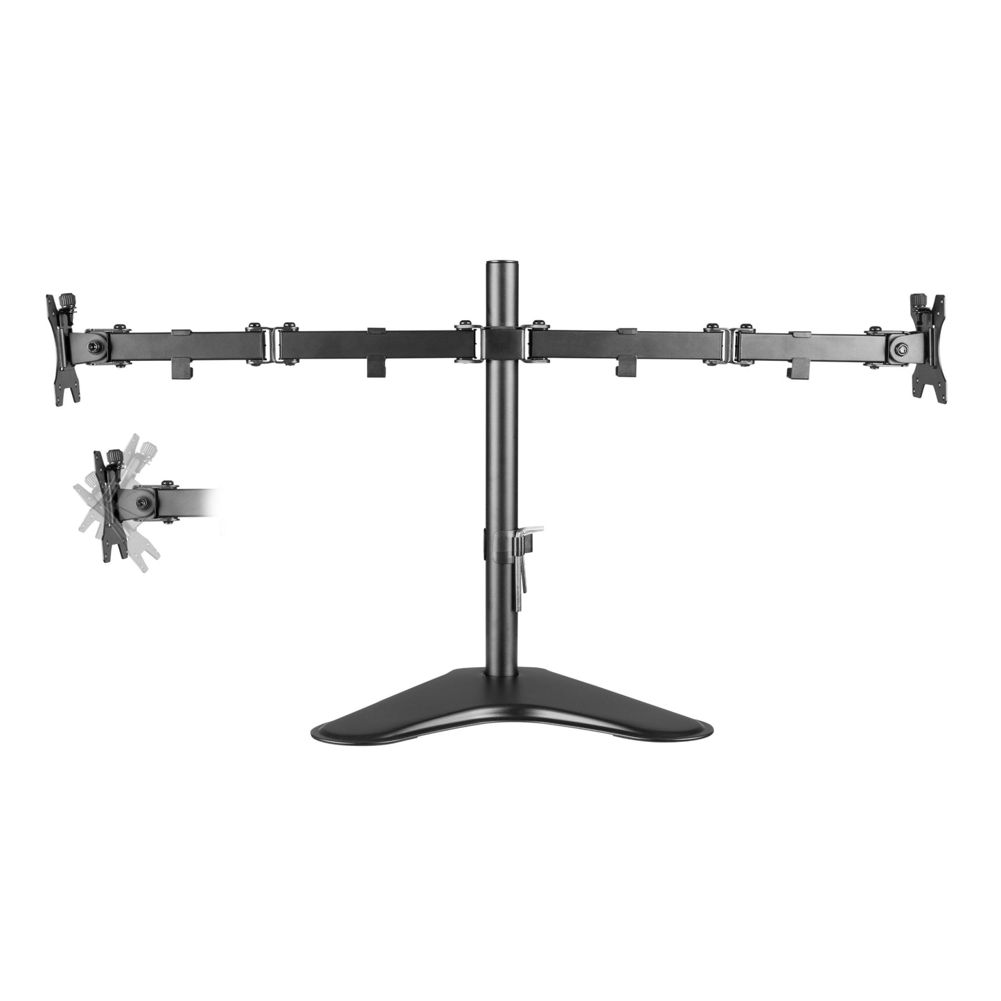 ProperAV 17" - 32" Dual Swing Arm Desk PC Monitor Mount with Freestanding Base (VESA Max. 100x100)