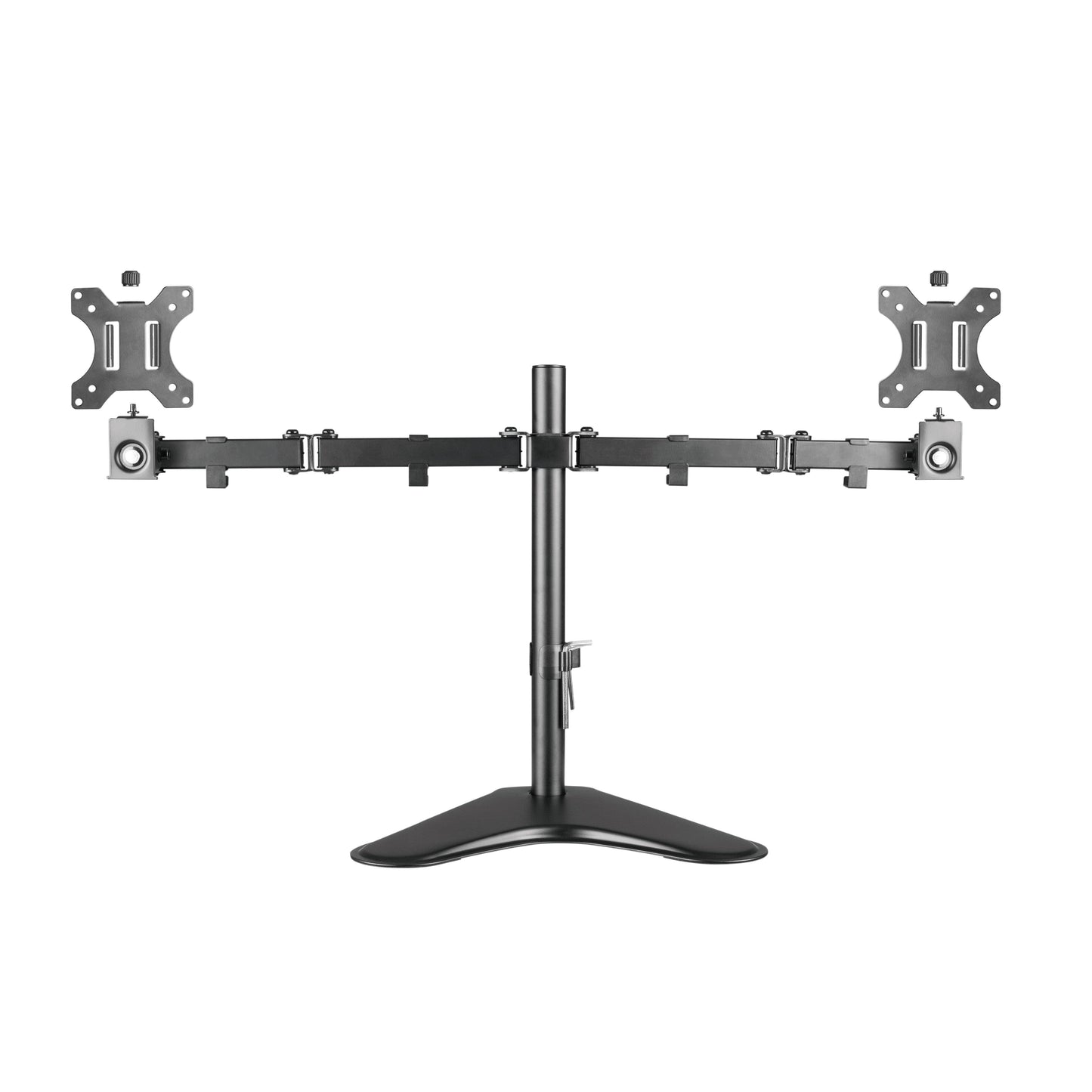 ProperAV 17" - 32" Dual Swing Arm Desk PC Monitor Mount with Freestanding Base (VESA Max. 100x100)