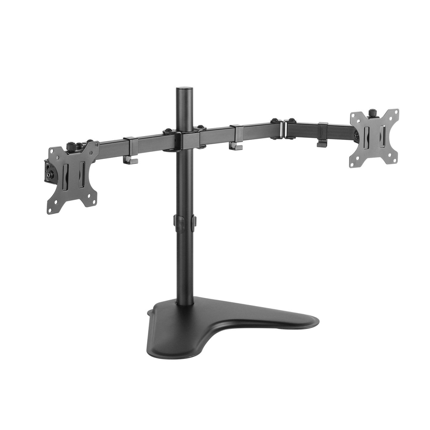 ProperAV 17" - 32" Dual Swing Arm Desk PC Monitor Mount with Freestanding Base (VESA Max. 100x100)