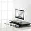 ProperAV Two Tier Height Adjustable Stand Up Desk Workstation Worktop - Black - maplin.co.uk