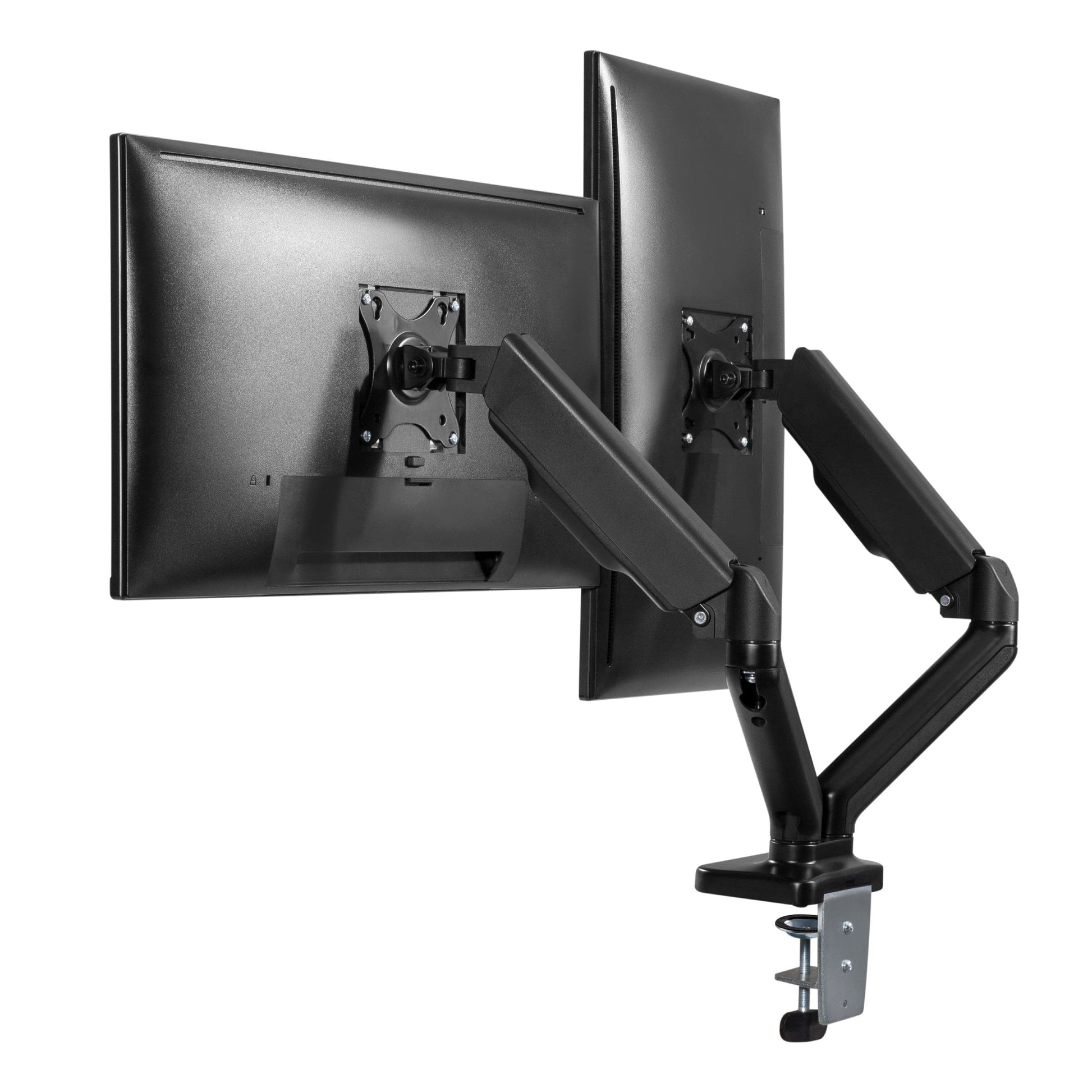 ProperAV 17'' - 32'' Gas Spring Dual Swing Arm Desk Clamp PC Monitor Mount (VESA Max. 100x100) - maplin.co.uk