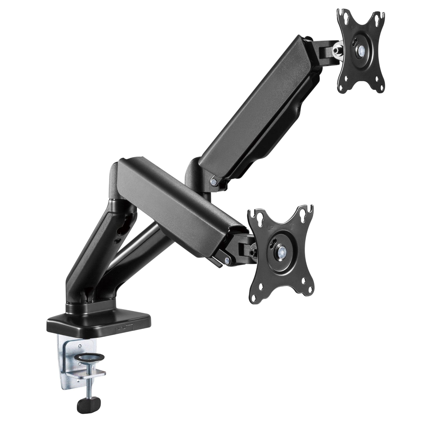 ProperAV 17'' - 32'' Gas Spring Dual Swing Arm Desk Clamp PC Monitor Mount (VESA Max. 100x100) - maplin.co.uk