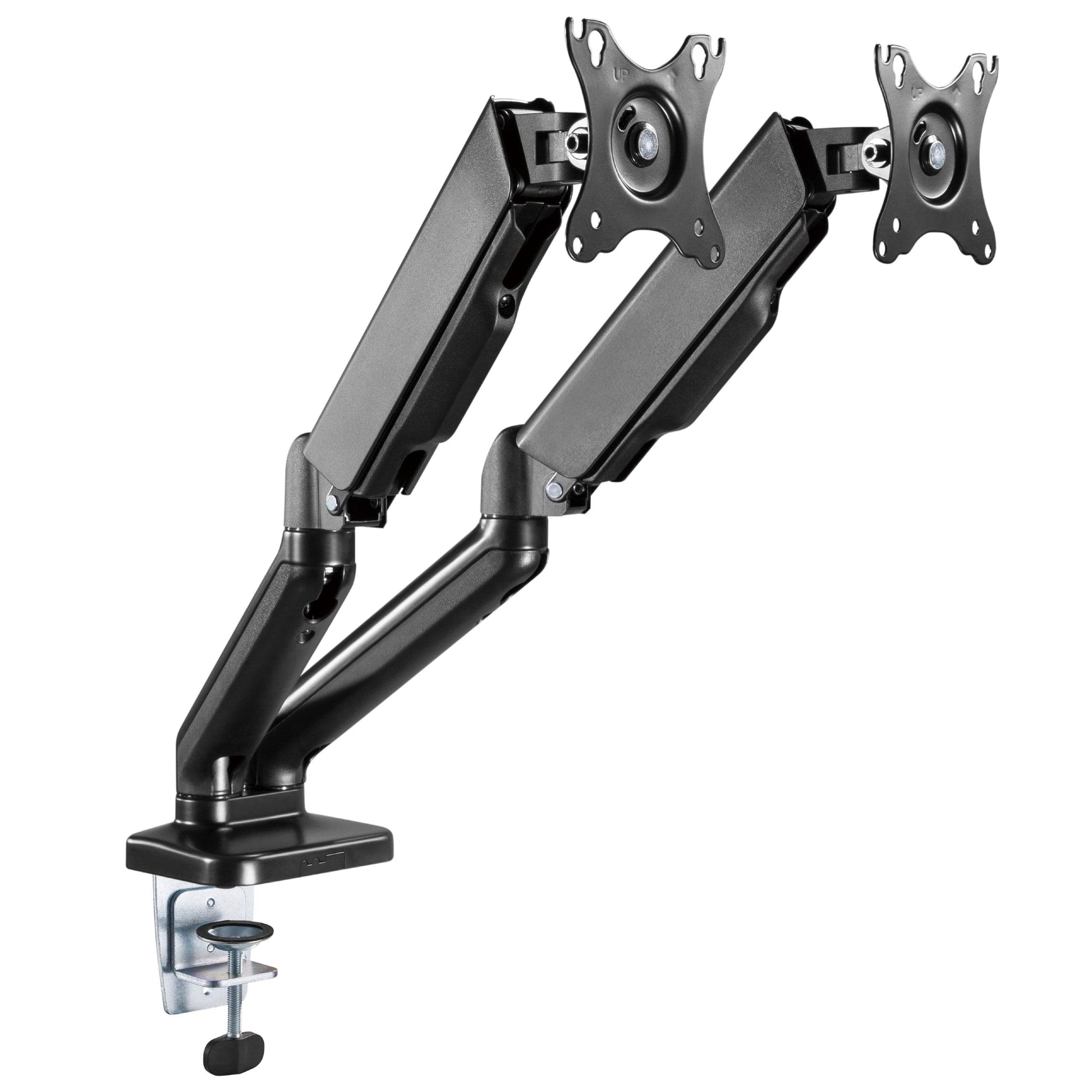 ProperAV 17'' - 32'' Gas Spring Dual Swing Arm Desk Clamp PC Monitor Mount (VESA Max. 100x100) - maplin.co.uk