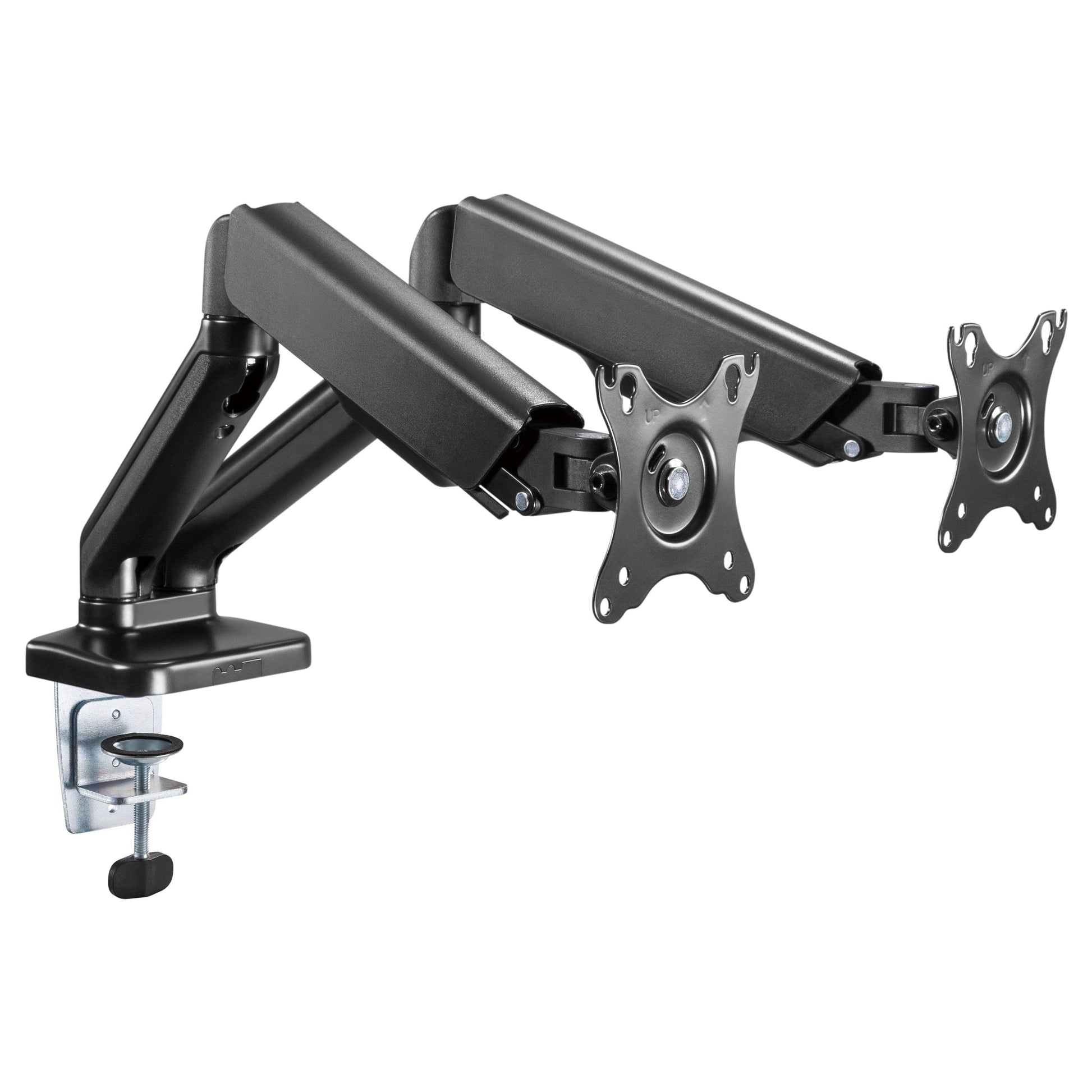 ProperAV 17'' - 32'' Gas Spring Dual Swing Arm Desk Clamp PC Monitor Mount (VESA Max. 100x100) - maplin.co.uk