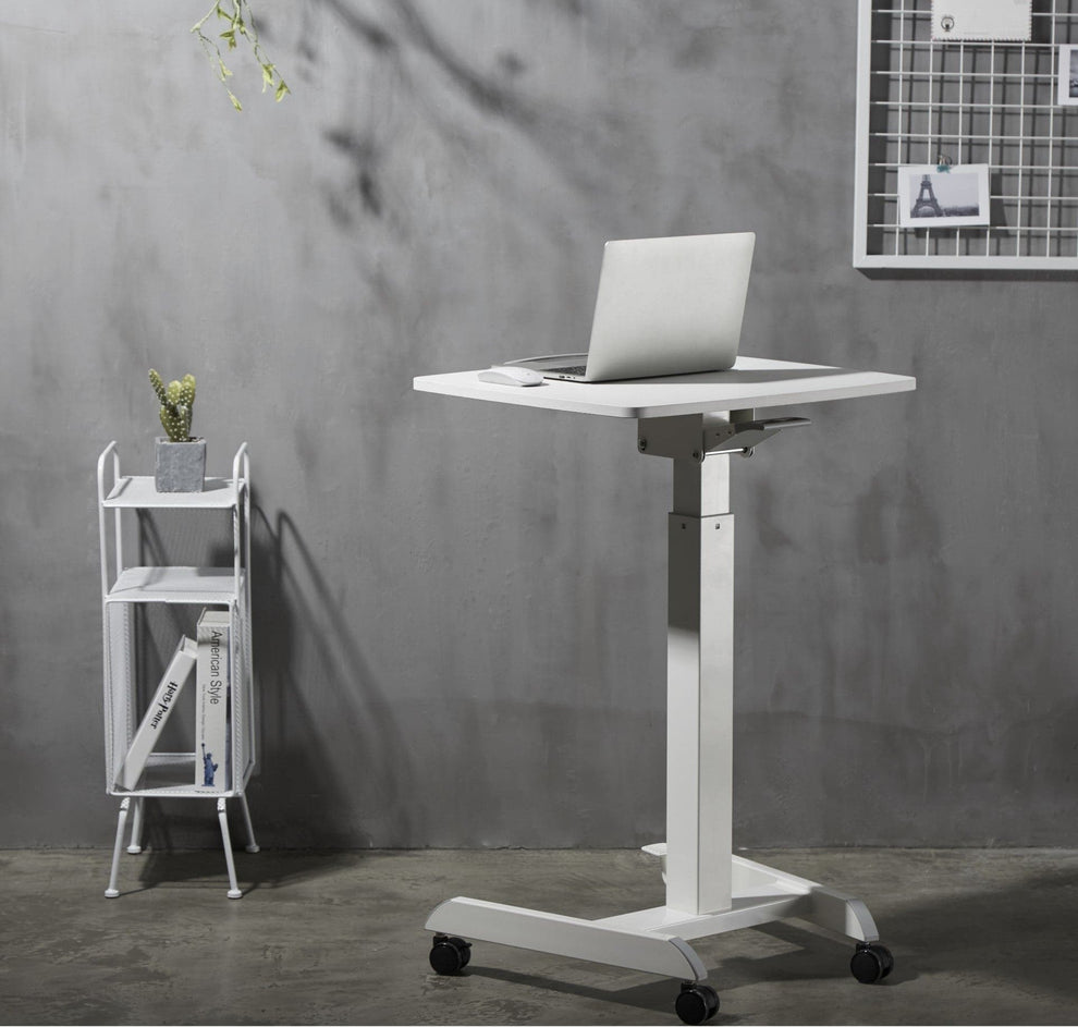 ProperAV Mobile Desk Trolley Workstation with Gas Spring Height Adjust ...