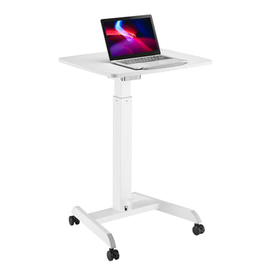 ProperAV Mobile Desk Trolley Workstation with Gas Spring Height Adjustment - White - maplin.co.uk