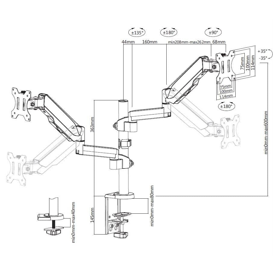 ProperAV Desk Monitor Mount 17