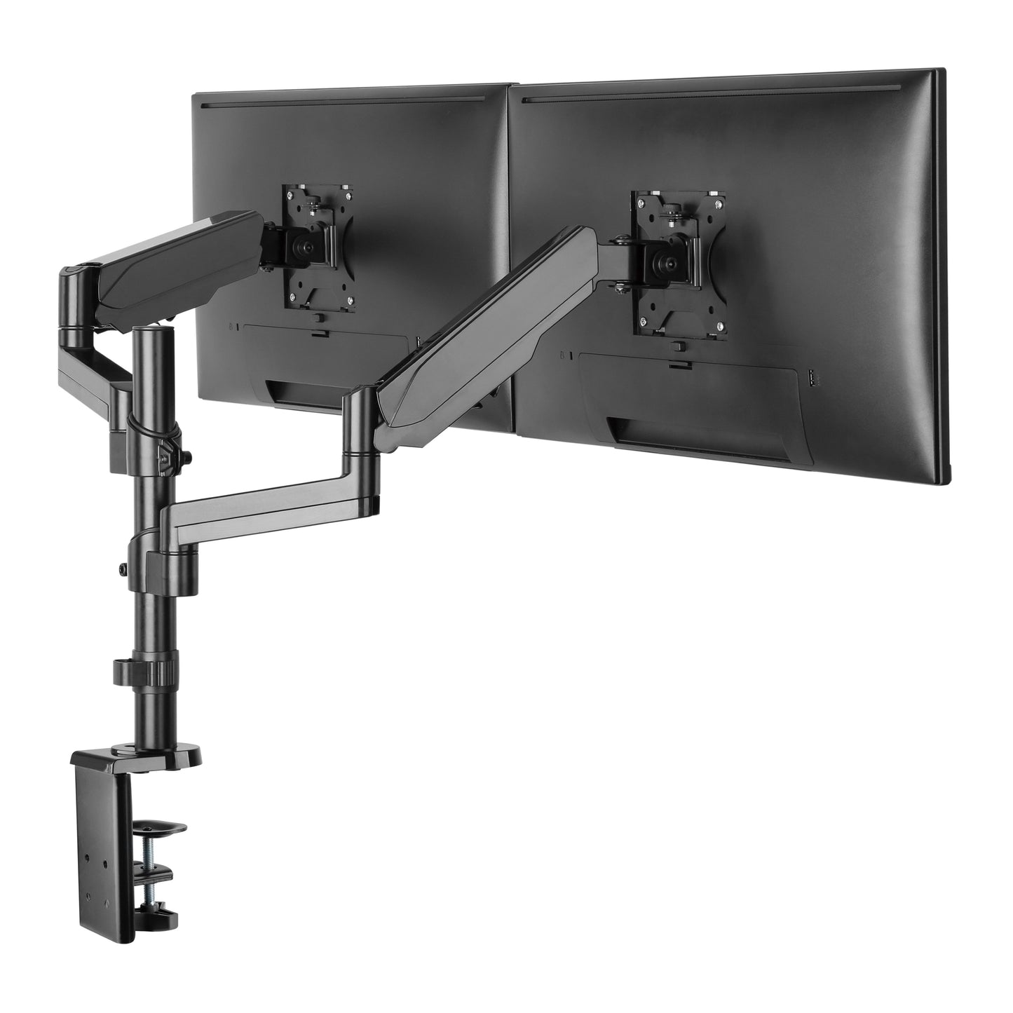 ProperAV 17" - 32" Gas Spring Dual Swing Arm Extra Height Desk Clamp PC Monitor Mount (VESA Max. 100x100)