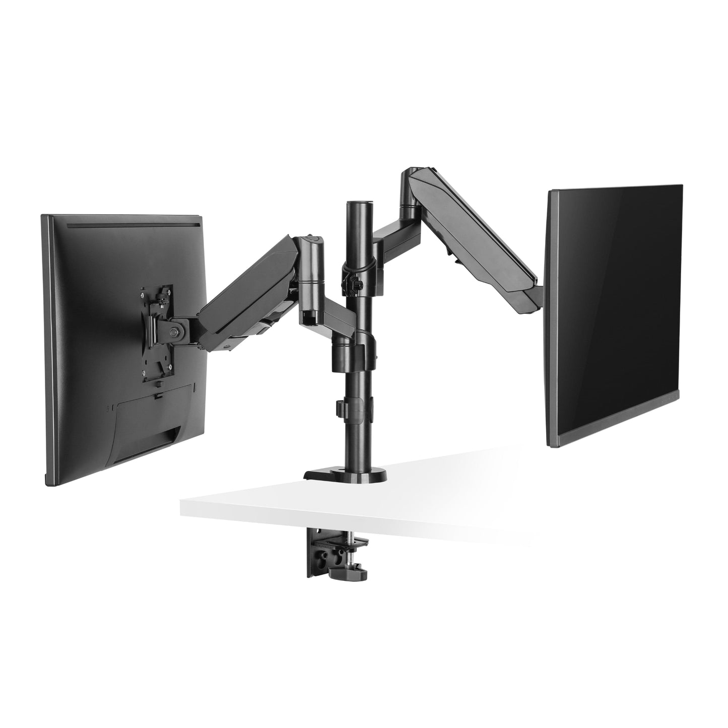 ProperAV 17" - 32" Gas Spring Dual Swing Arm Extra Height Desk Clamp PC Monitor Mount (VESA Max. 100x100)