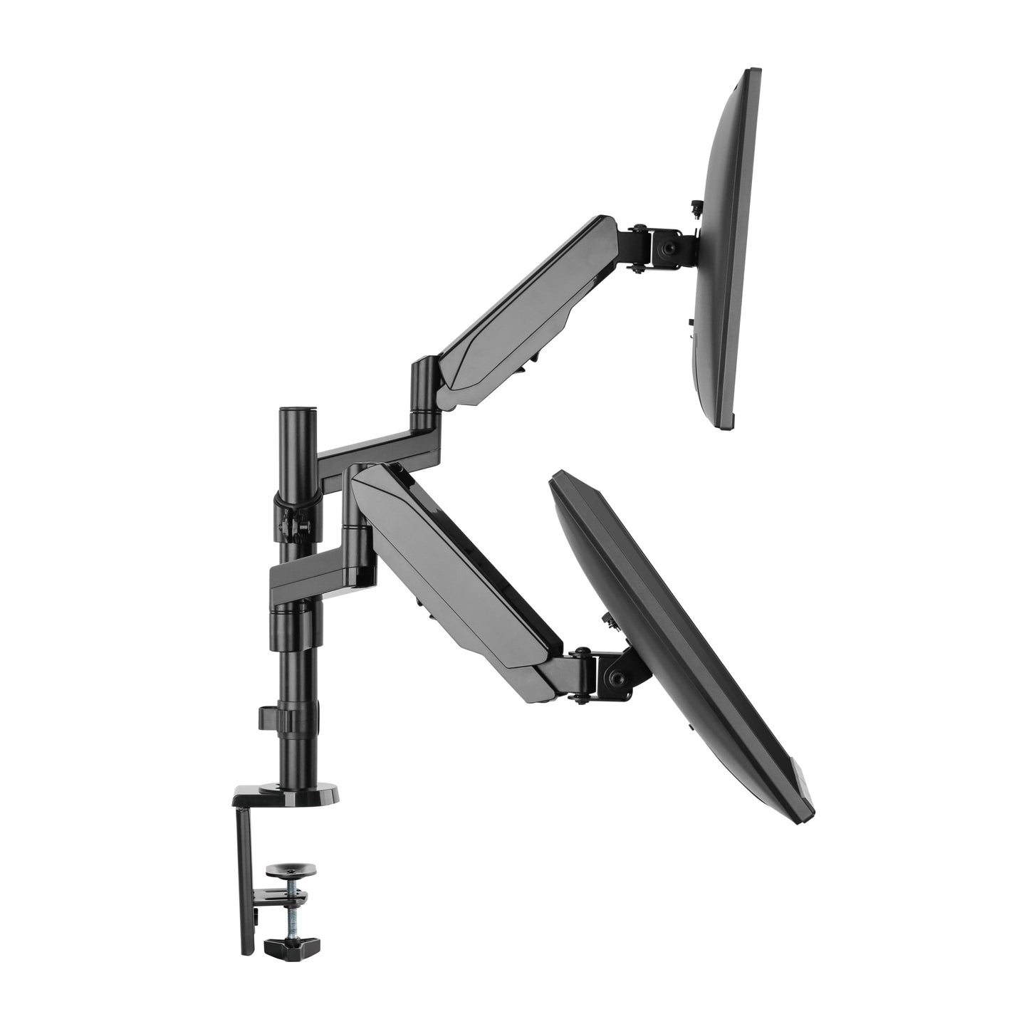 ProperAV 17" - 32" Gas Spring Dual Swing Arm Extra Height Desk Clamp PC Monitor Mount (VESA Max. 100x100)