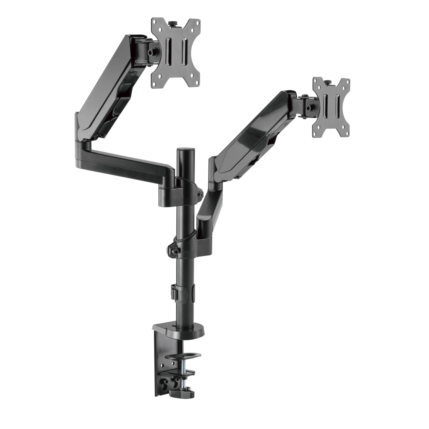 ProperAV 17" - 32" Gas Spring Dual Swing Arm Extra Height Desk Clamp PC Monitor Mount (VESA Max. 100x100)