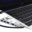 ProperAV Aluminium Portable Laptop or Tablet Stand with Built-in 100W USB-C Hub / 4 x USB-A Ports - Silver