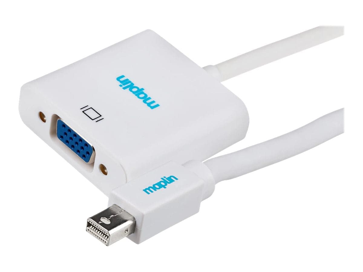 Maplin Mini DisplayPort to VGA Female Adapter - White, 23cm - maplin.co.uk