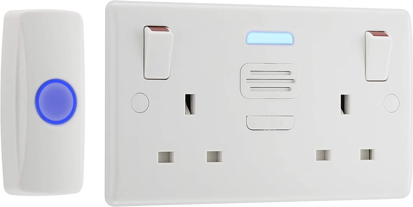 British General Nexus Double Switched 13A Power Socket with Door Chime - White - maplin.co.uk