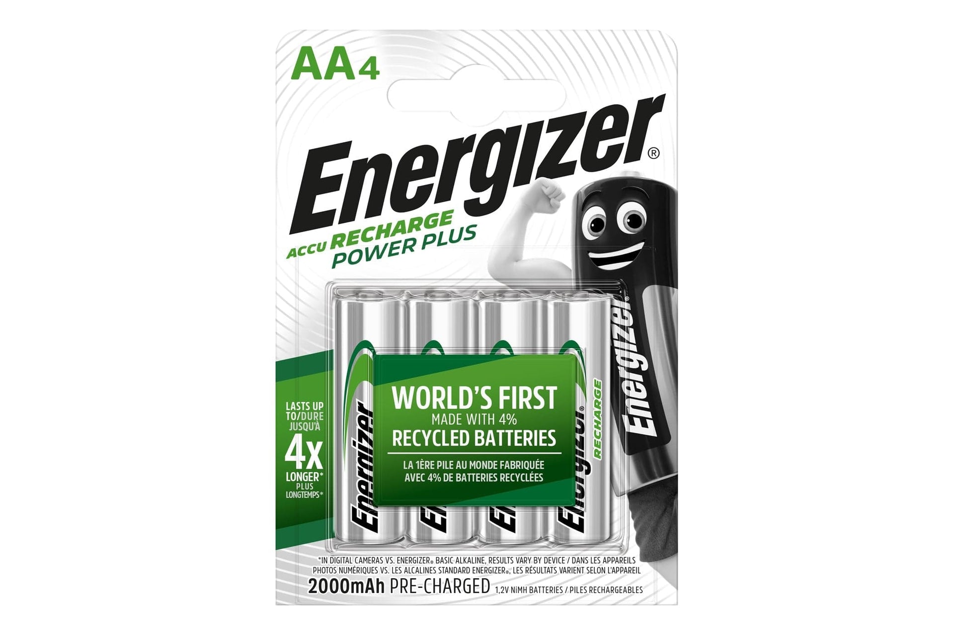 Power Plus 2000mAh Ni MH AA Rechargeable Batteries Pack 4