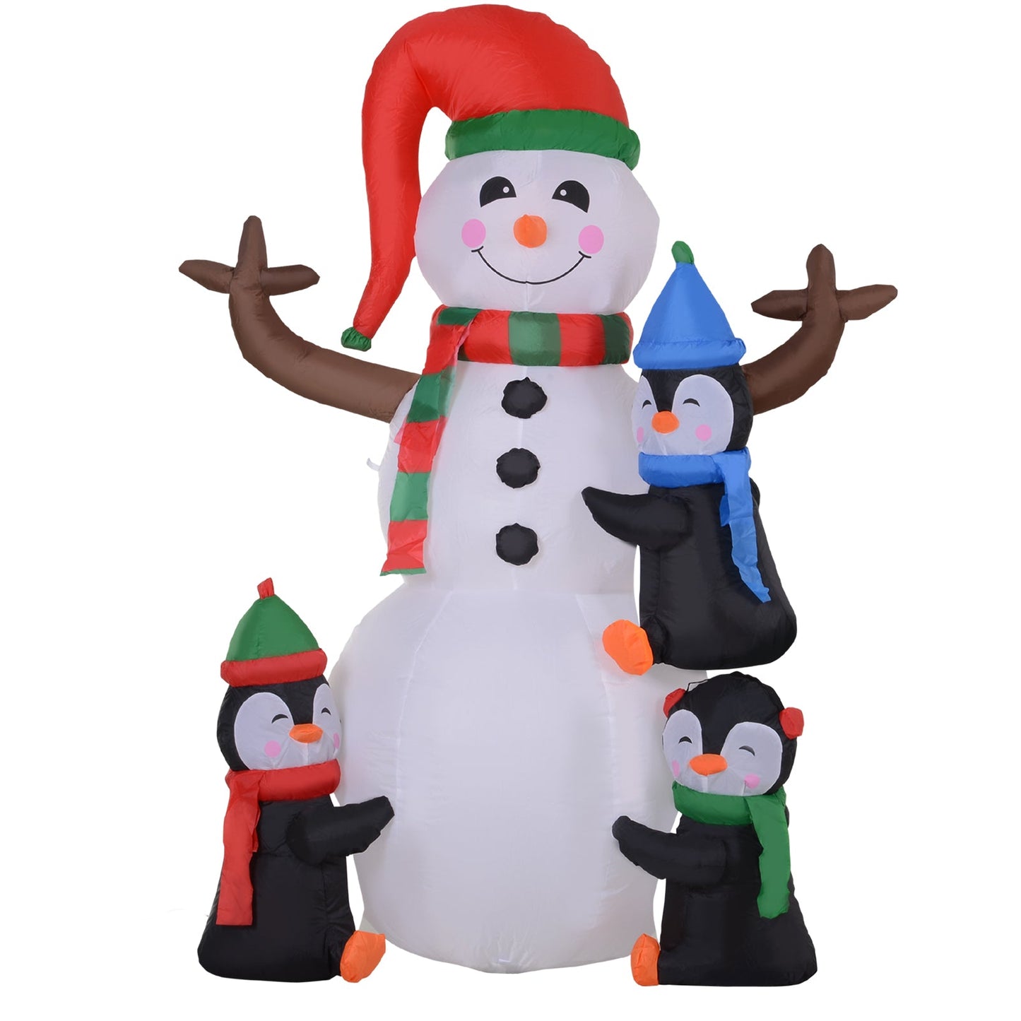 HOMCOM Outdoor Inflatable LED Snowman and Penguins Christmas Decorations - maplin.co.uk