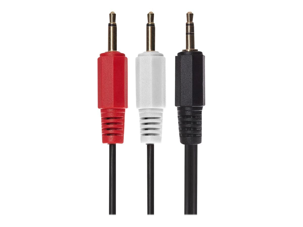 Maplin 3.5mm Aux Stereo 3-Pole Jack Plug to Twin Mono 3.5mm 2-Pole Jack Plug Cable - Black, 2m - maplin.co.uk