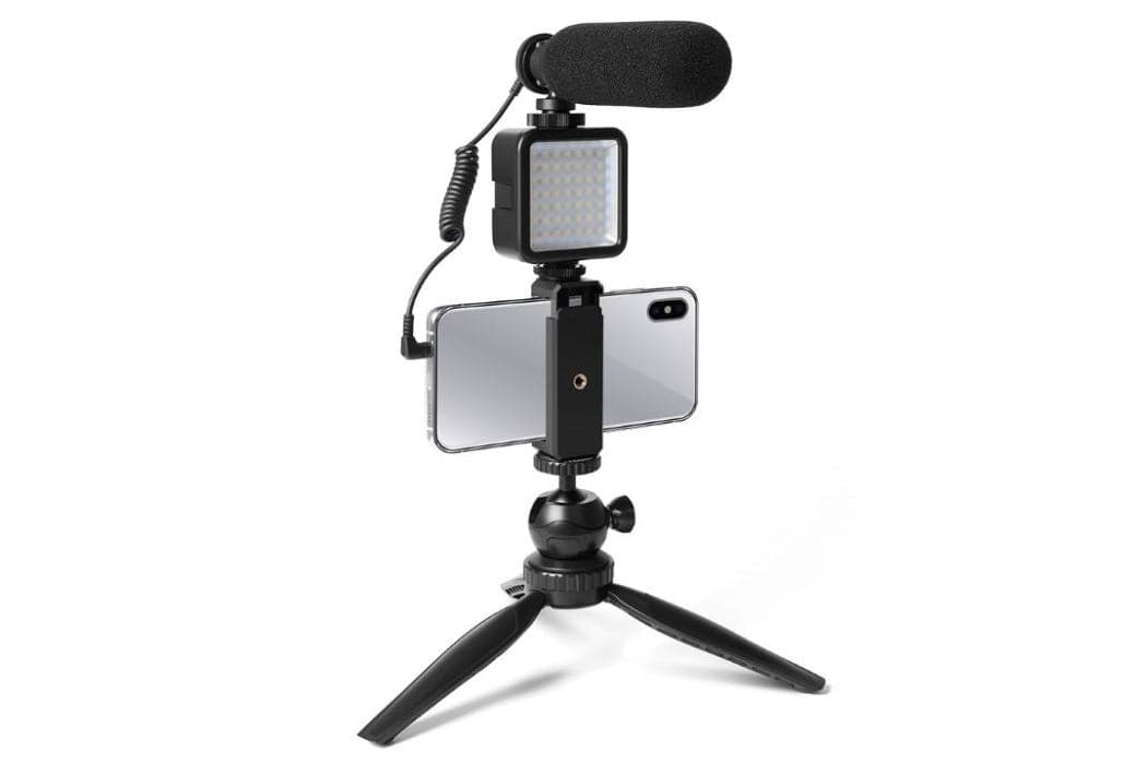 Maono Selfie Video Rig with Shotgun Microphone, LED Light & Tripod Phone Stand - maplin.co.uk