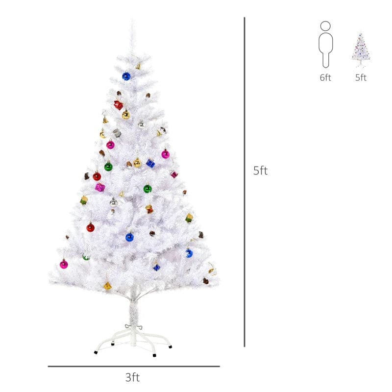 HOMCOM 4.9ft Artificial PVC Christmas Tree with Ornaments - maplin.co.uk
