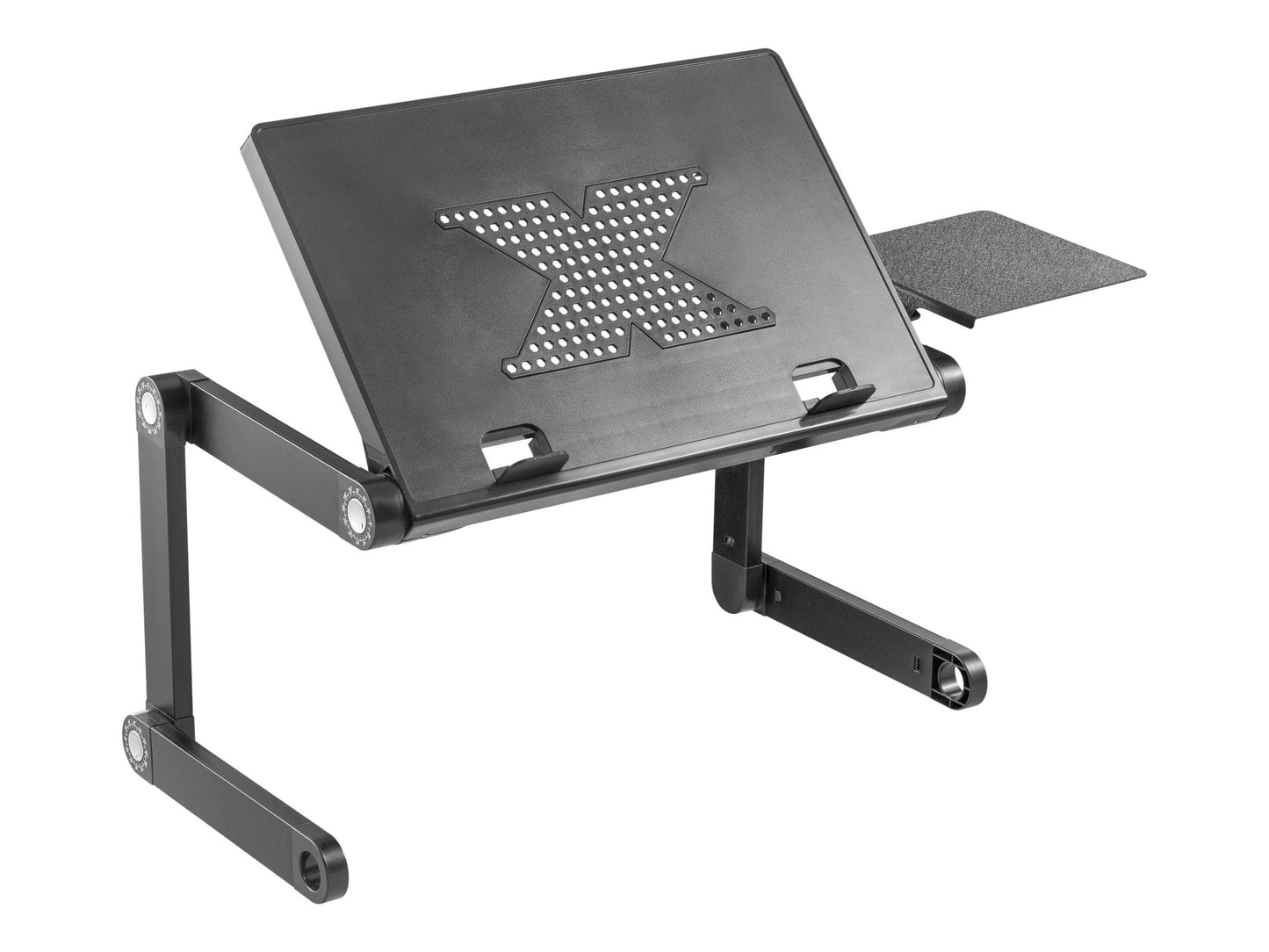 ProperAV Laptop, Tablet or Monitor Riser Stand with Extending Legs & Mouse Pad Side Mount - Black - maplin.co.uk