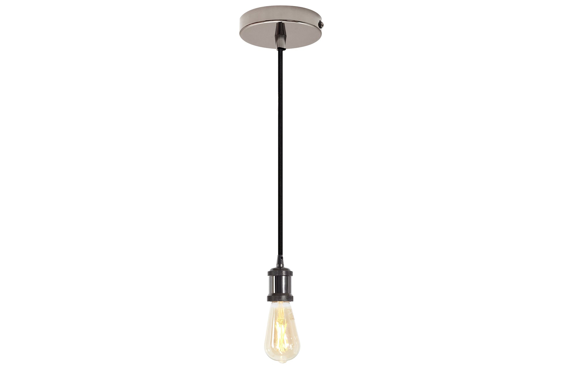 4lite WiZ Connected Decorative Single Lighting Pendant with ST64 Amber Coated Filament LED Smart Bulb - Blackened Silver - maplin.co.uk