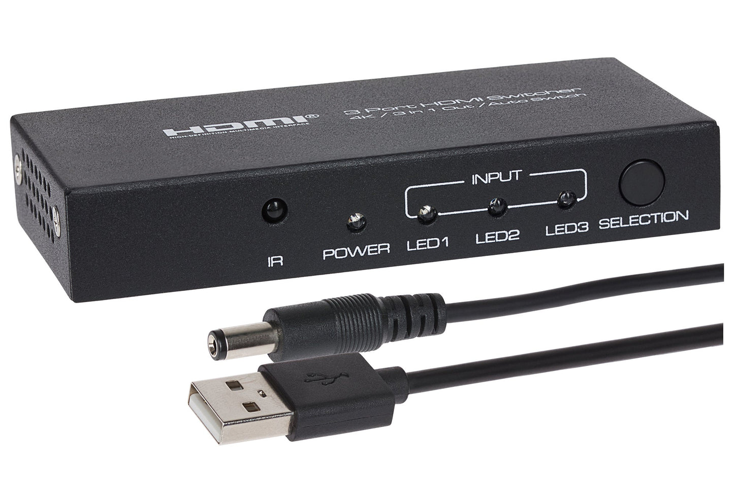 MPS HDMI Switch 3 Port In 1 Port Out 4K 30Hz Resolution with Remote Control - Black - maplin.co.uk