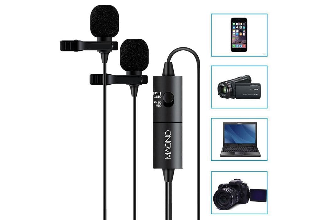 Maono Dual 3.5mm Electret Condenser Omnidirectional Lavalier Microphone - maplin.co.uk