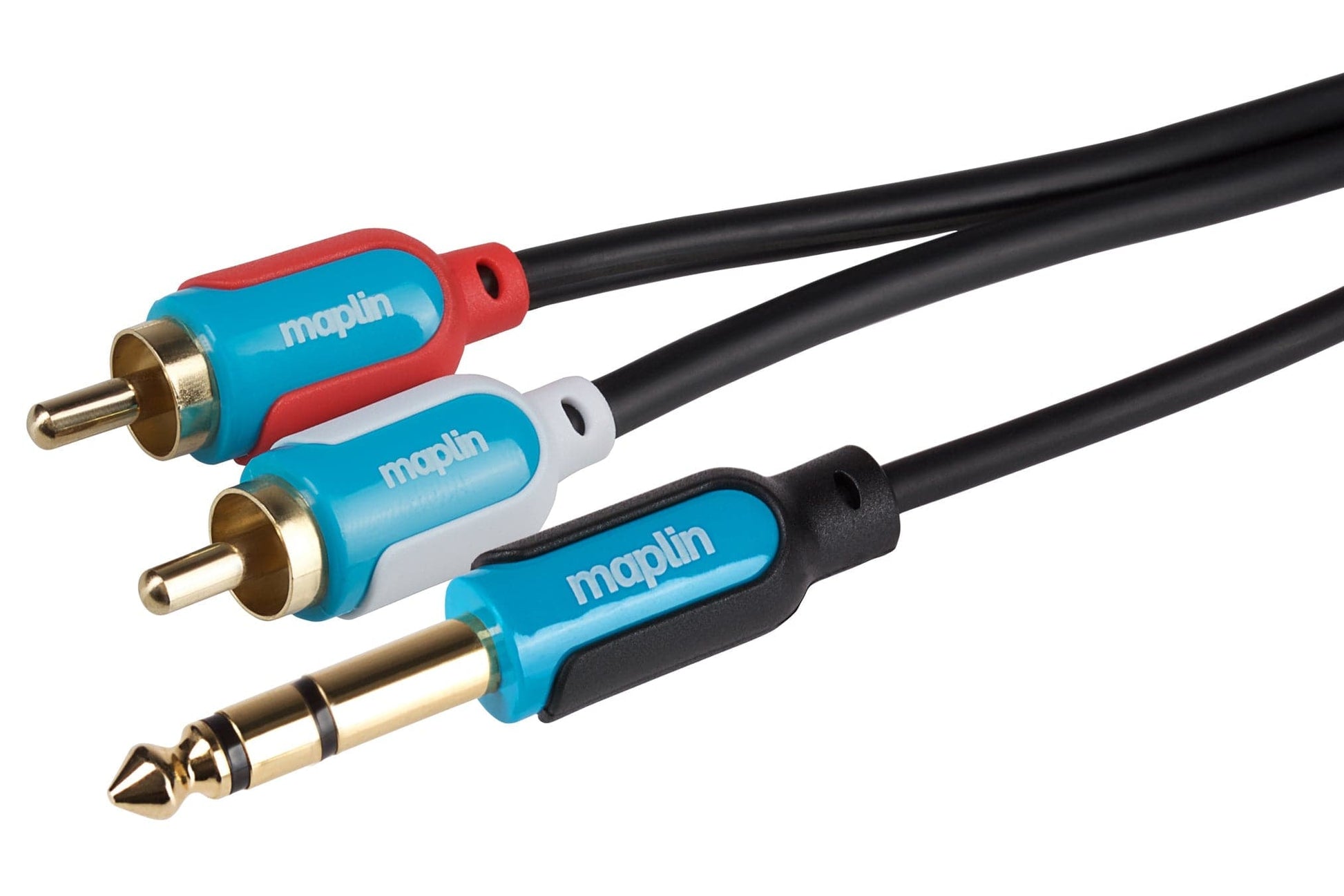 Maplin Premium 3 Pole 1/4" Jack to Twin RCA Phono 2 Pole Jack Cable - Black, 3m - maplin.co.uk