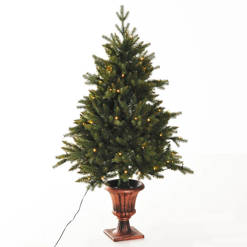 HOMCOM 1.2m Pre-Lit Artificial Christmas Spruce Tree with Plastic Stand - maplin.co.uk