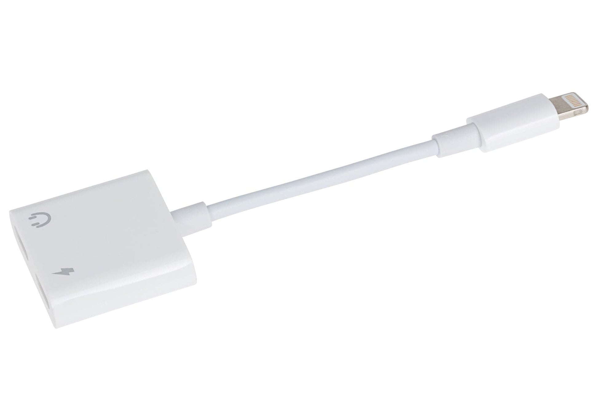 Maplin Lightning to Dual Lightning Audio & Charging Port Adapter - White, 10cm