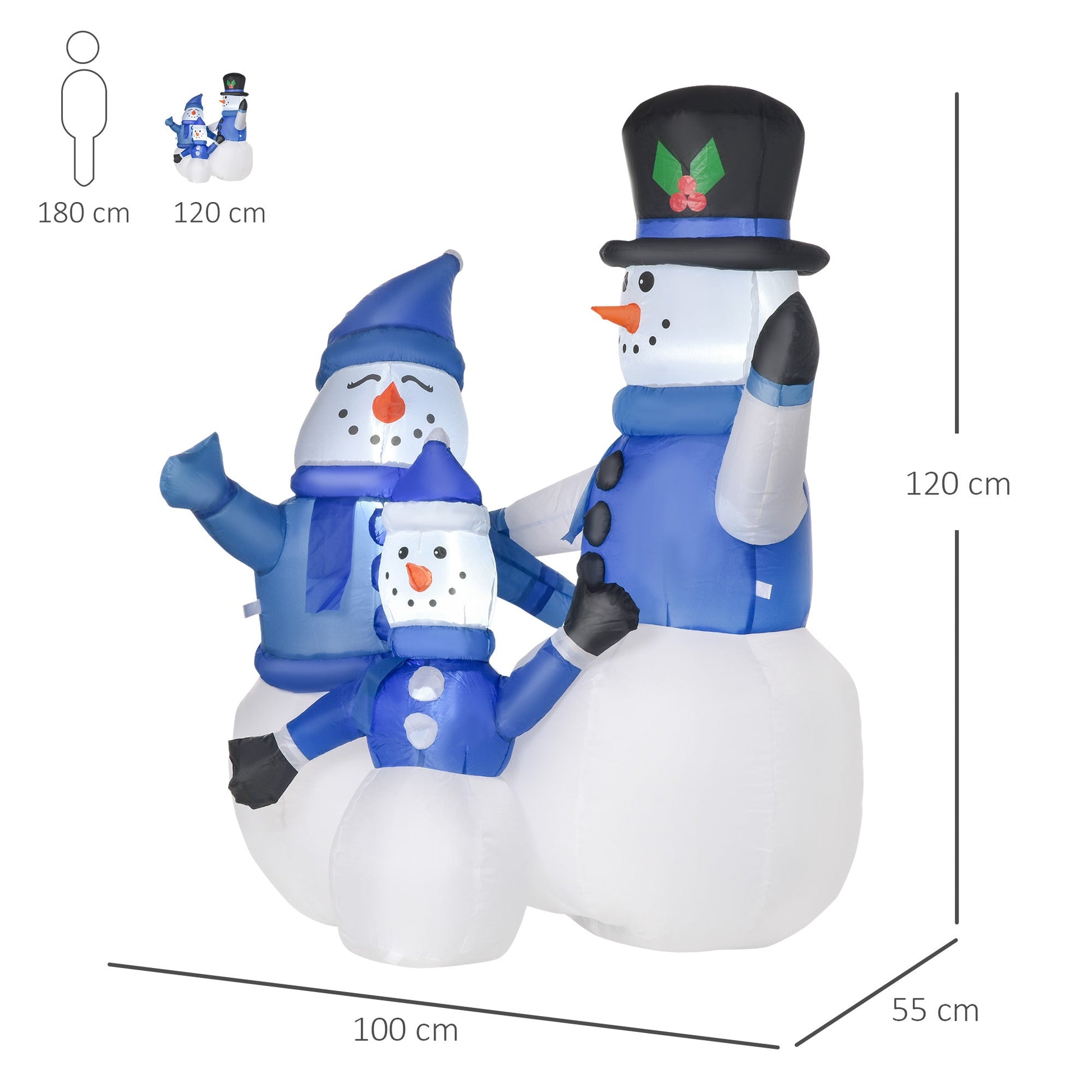 HOMCOM Christmas LED Inflatable Snowman Family Outdoor Decoration - maplin.co.uk