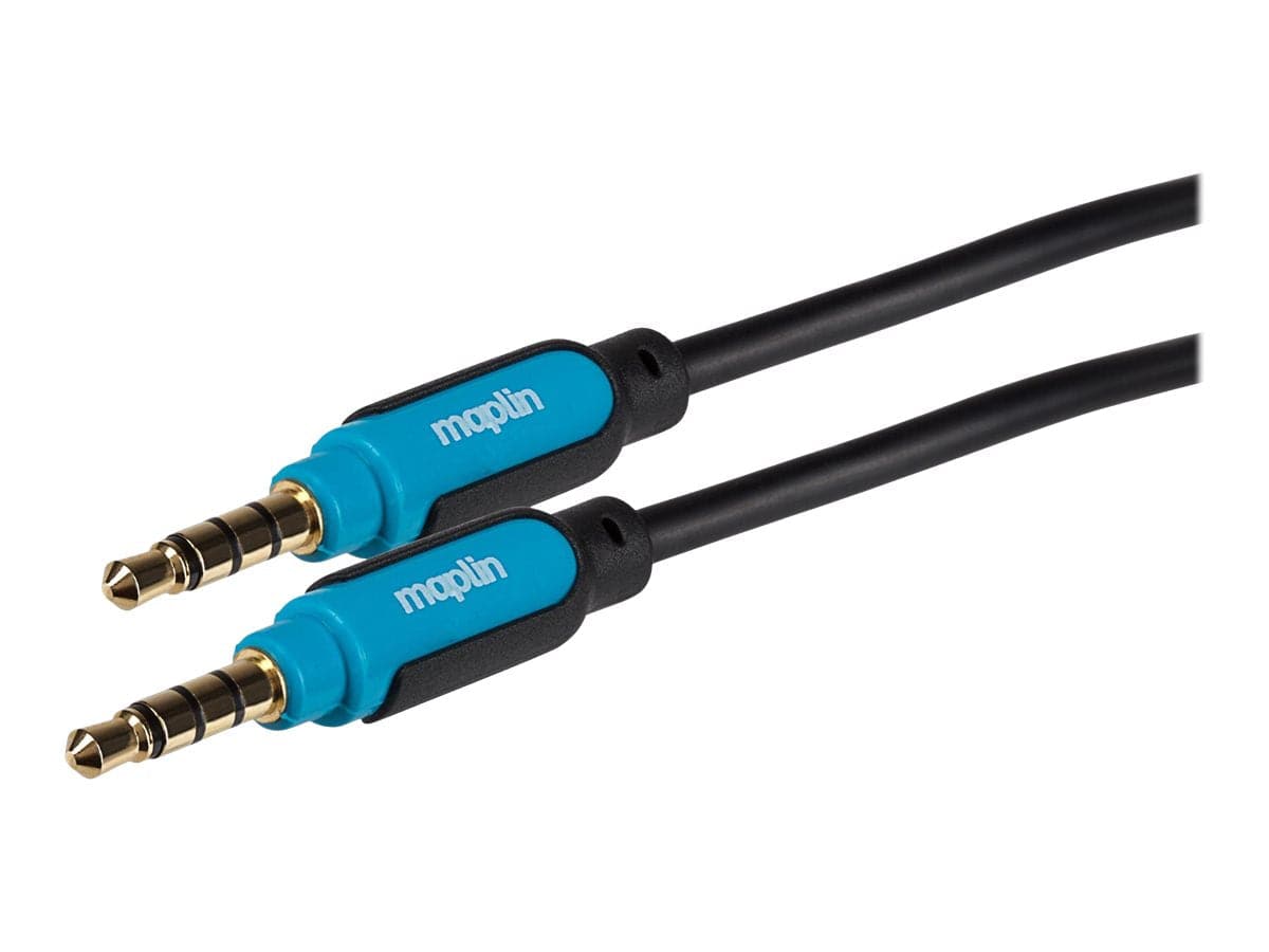 Maplin 3.5mm Aux Stereo 4-Pole Jack Plug to 3.5mm 4-Pole Jack Plug Cable - Black, 5m - maplin.co.uk