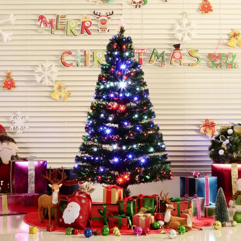 HOMCOM 5ft Pre-Lit Fibre Optic LED Artificial Christmas Tree - maplin.co.uk