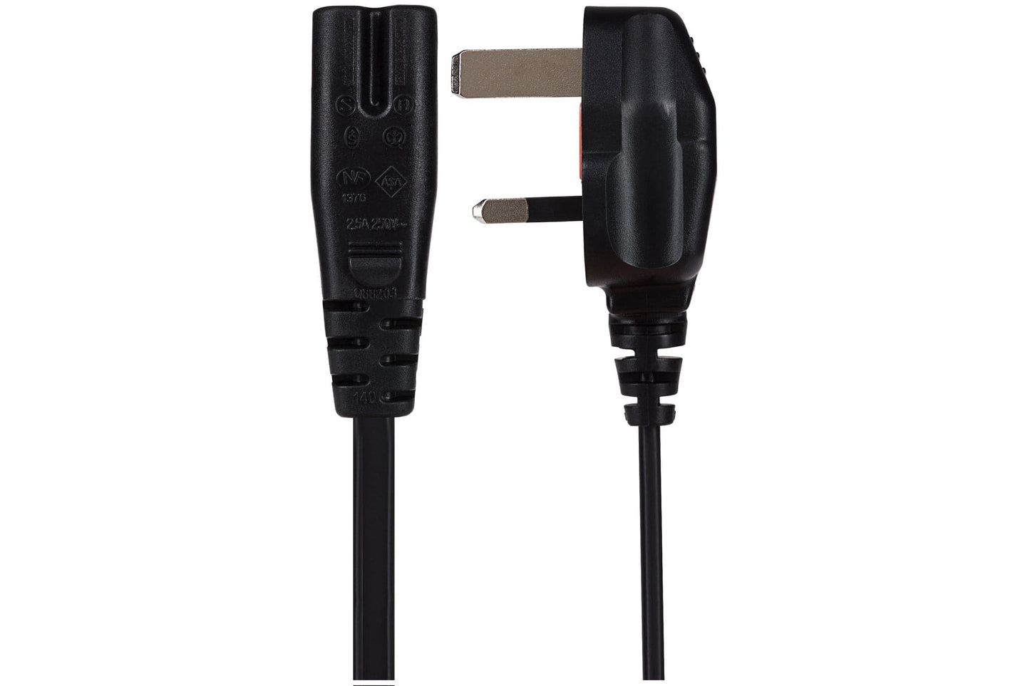 Maplin Power Lead IEC C7 Fig 8 2 Pin Plug to UK 3 Pin Plug - 0.5m, 3 A ...