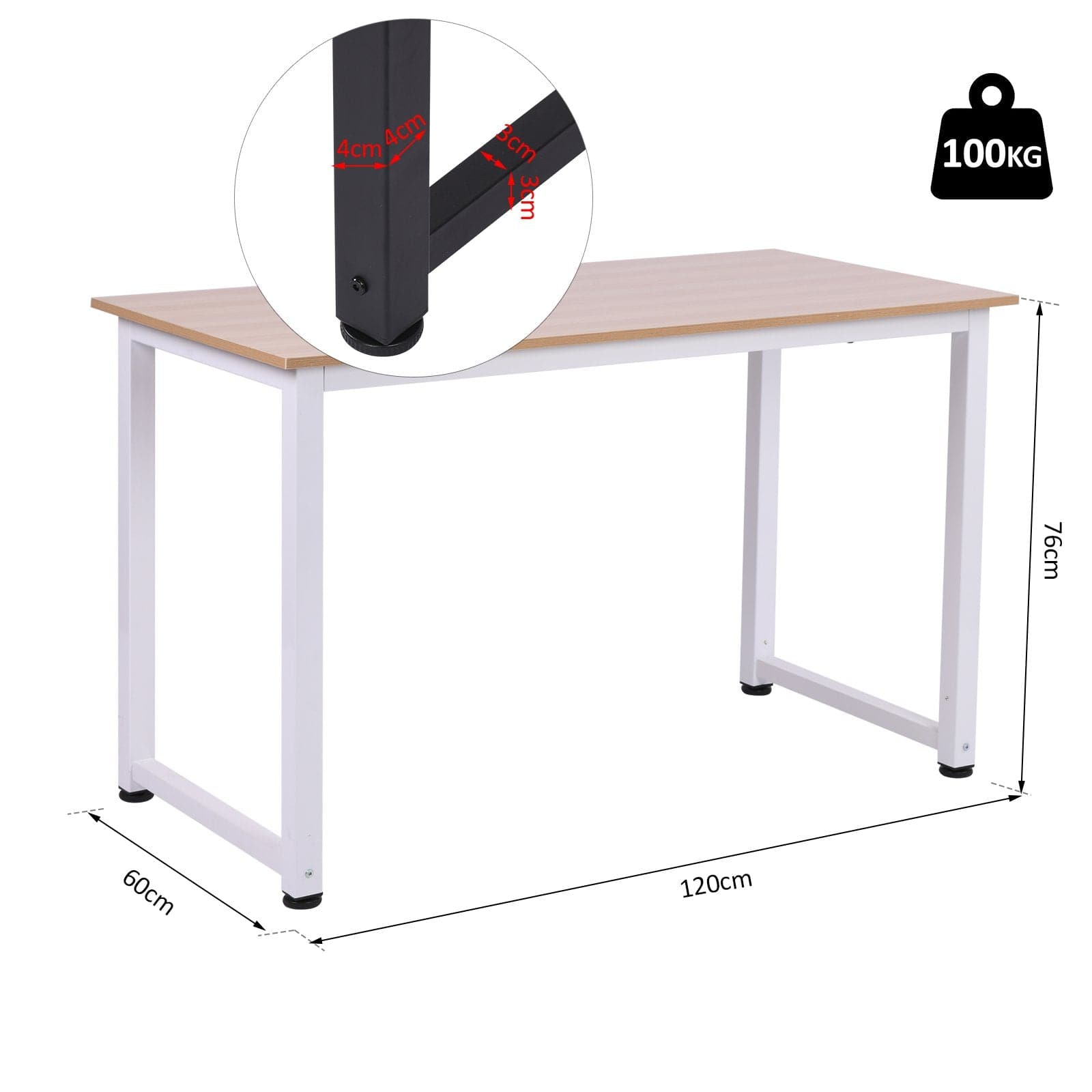 ProperAV Extra MDF Computer Desk with Metal Frame