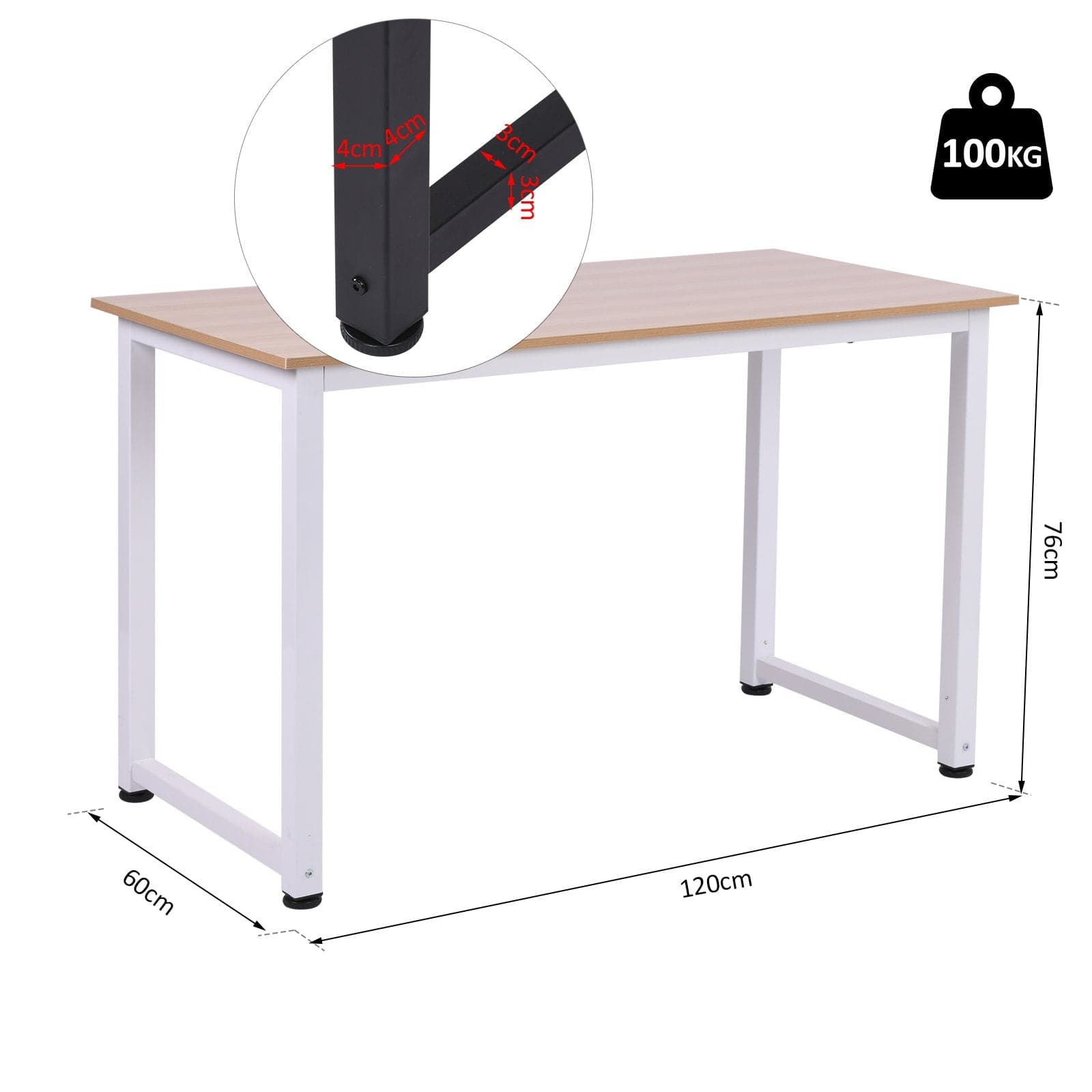 ProperAV Extra MDF Computer Desk with Metal Frame - maplin.co.uk