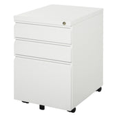 ProperAV Extra Steel 3-Drawer Rolling Filing Cabinet - White - maplin.co.uk