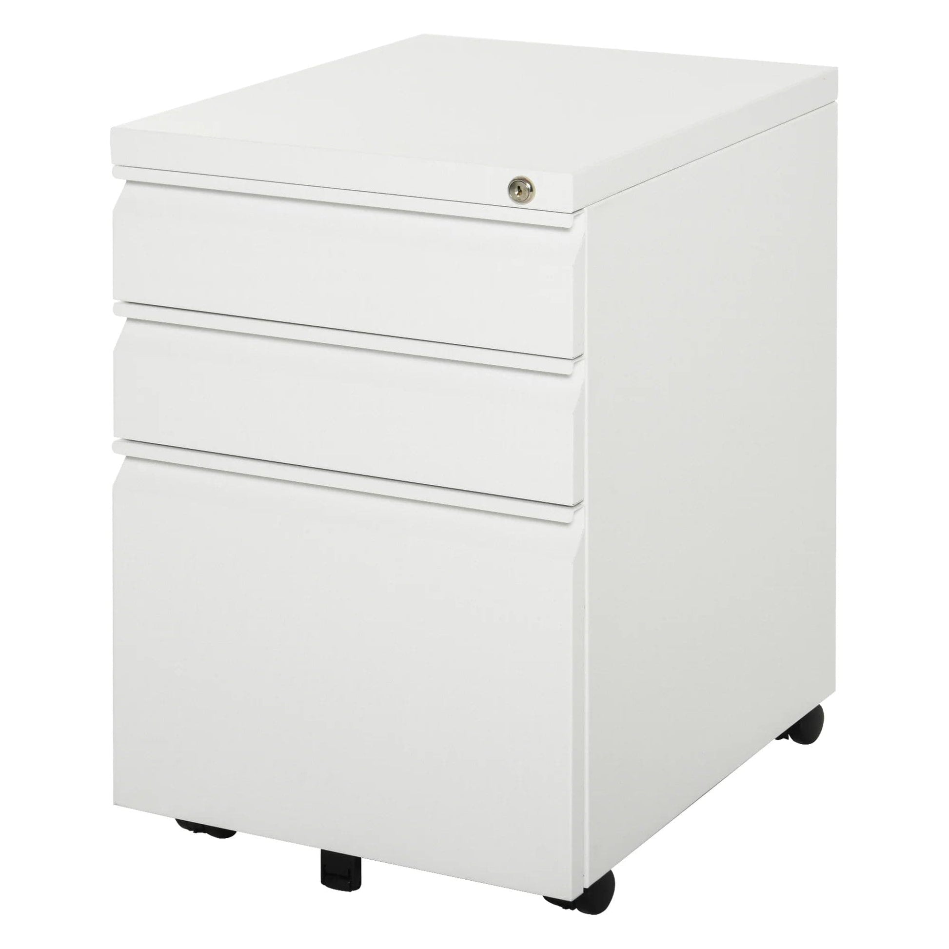 ProperAV Extra Steel 3-Drawer Rolling Filing Cabinet - White