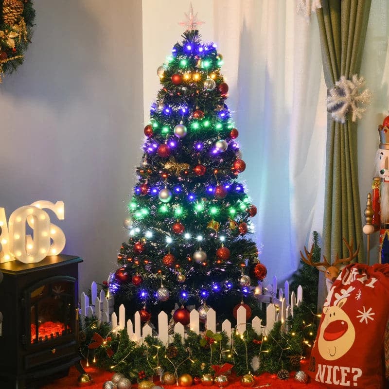 HOMCOM 5ft Pre-Lit Artificial Christmas Tree with Star Topper - maplin.co.uk