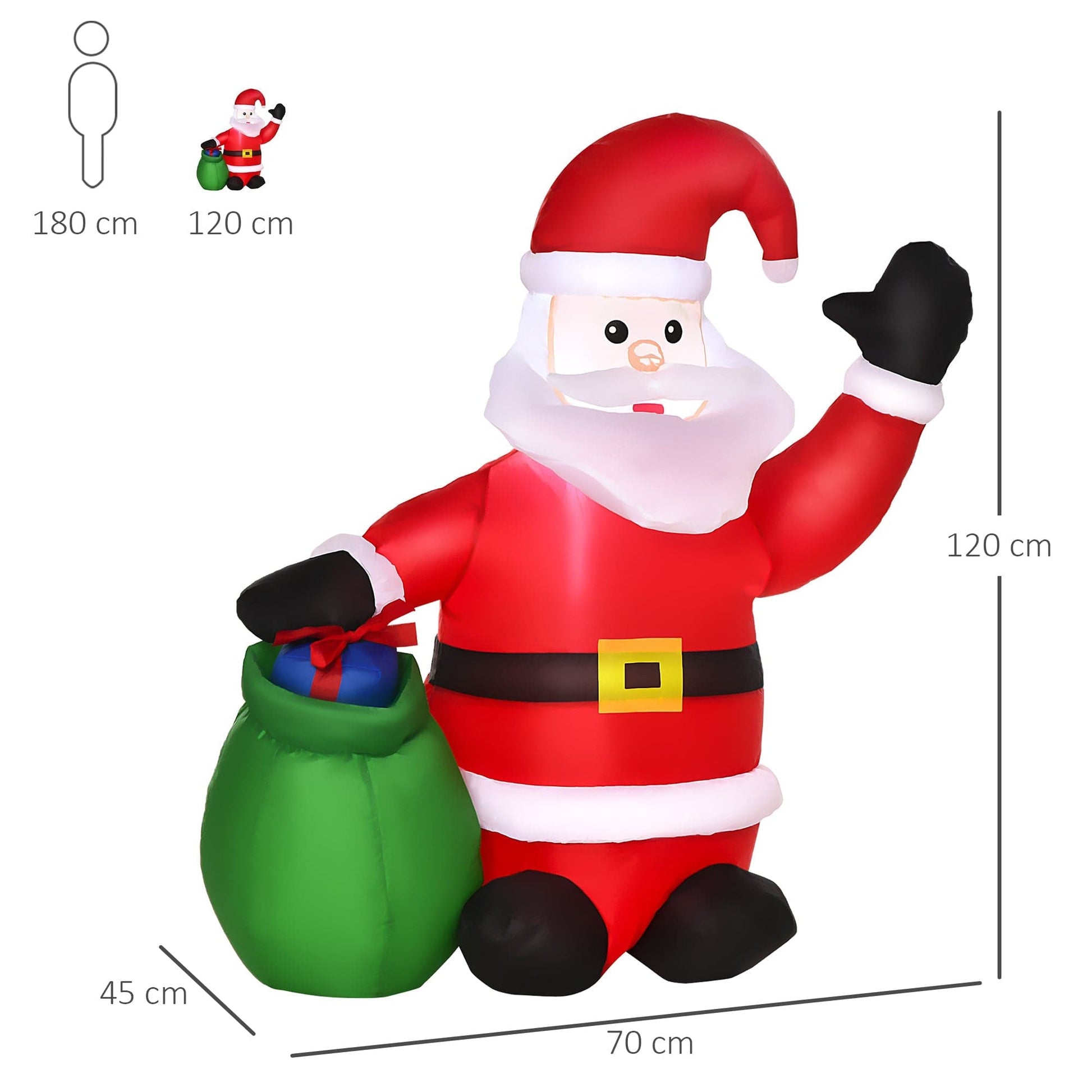 HOMCOM 1.2m Inflatable LED Christmas Santa Claus Decoration - maplin.co.uk