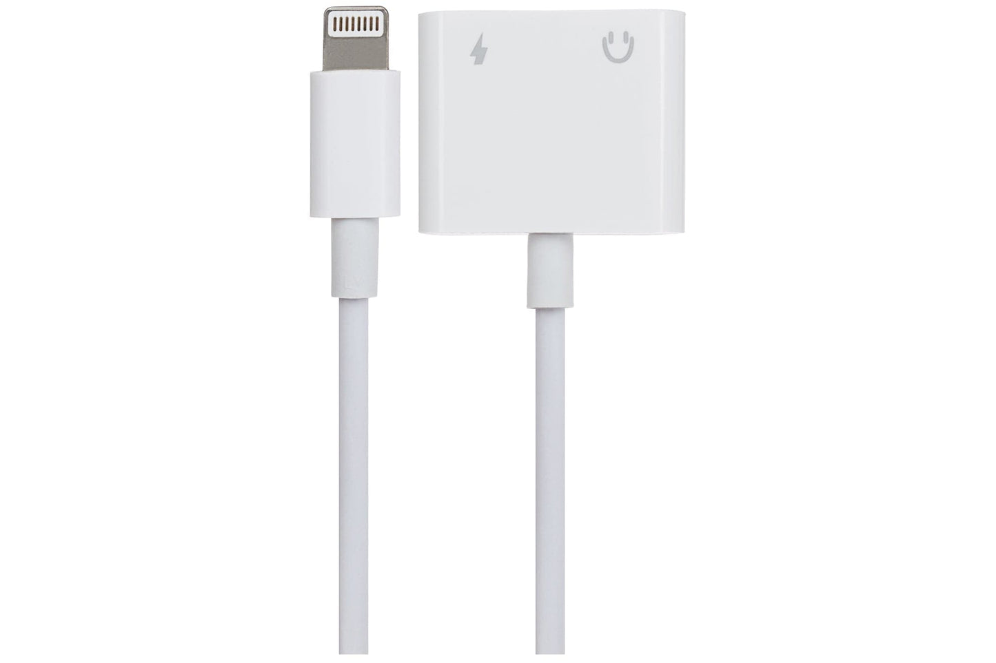 Maplin Lightning to Dual Lightning Audio & Charging Port Adapter - White, 10cm