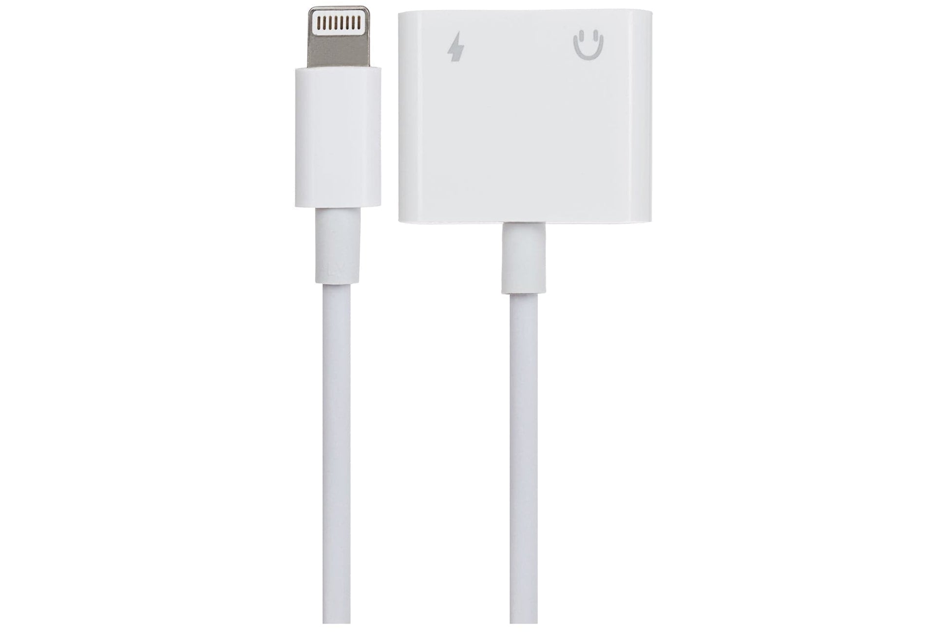 Maplin Lightning to Dual Lightning Audio & Charging Port Adapter - White, 10cm