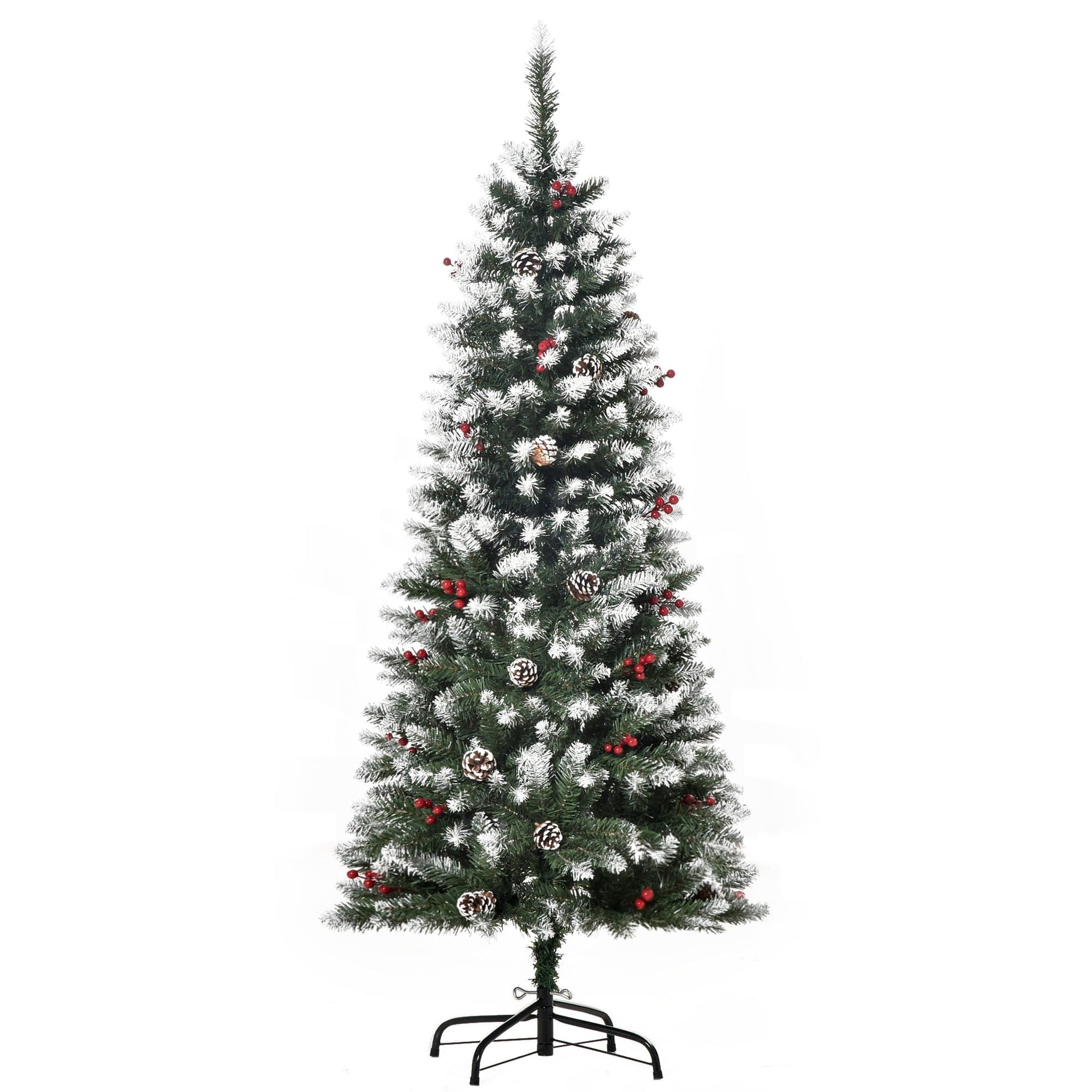 HOMCOM 5ft Artificial Christmas Tree with Pinecones & Berries - maplin.co.uk