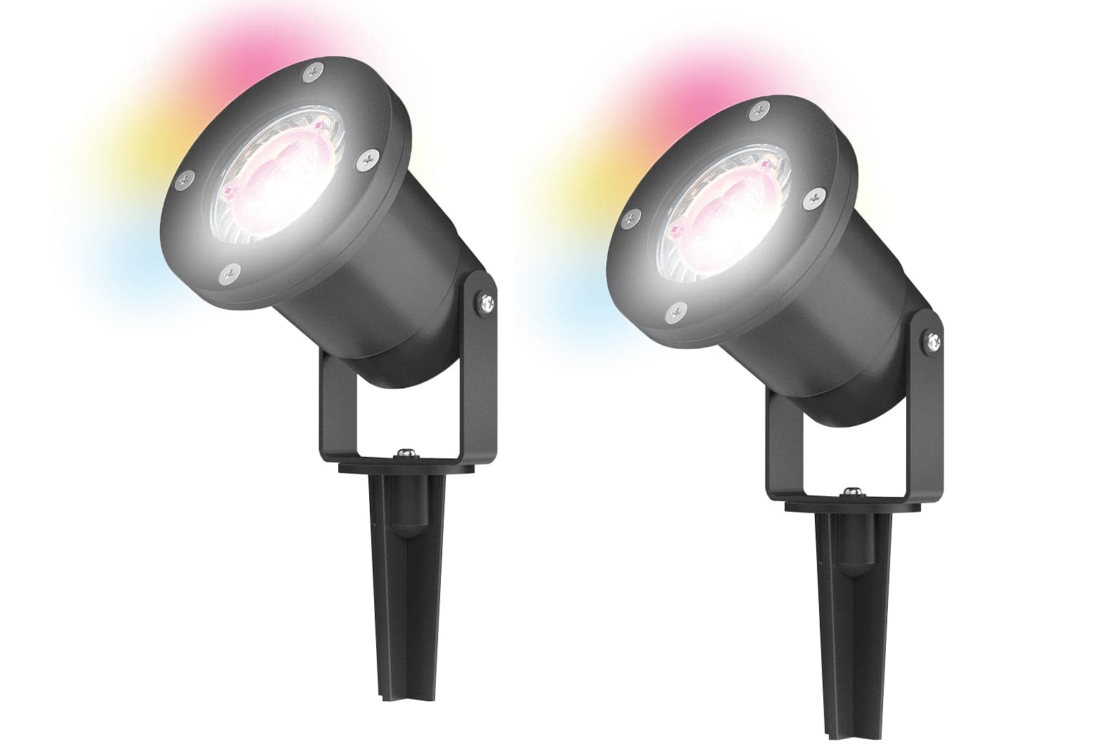4lite WiZ Connected Outdoor IP65 Multicolour GU10 Smart LED Spike Light Pack of 2