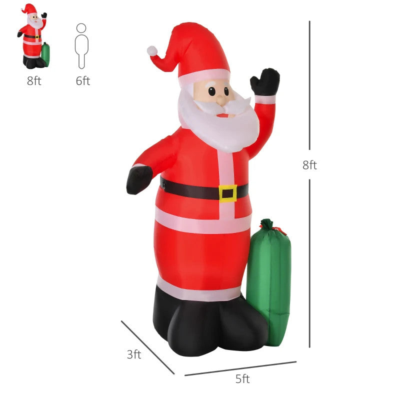 HOMCOM 7.5ft Inflatable LED Christmas Santa Claus Outdoor Decoration - maplin.co.uk