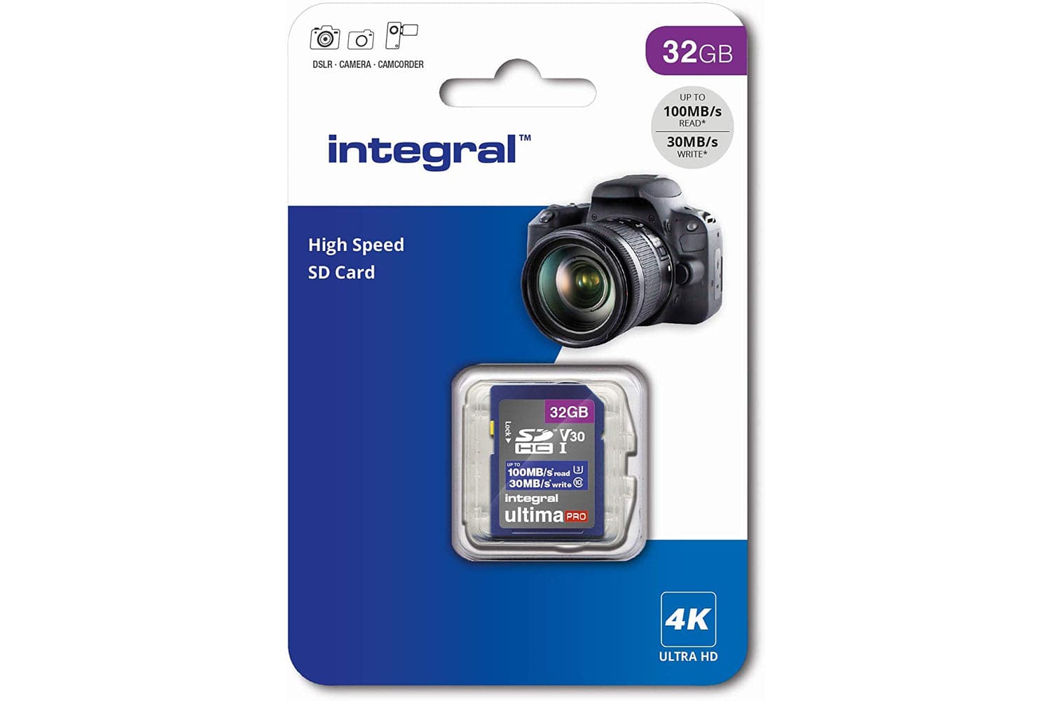 Integral 32GB High Speed V30 UHS-I U3 Class 10 SDHC Memory Card - maplin.co.uk